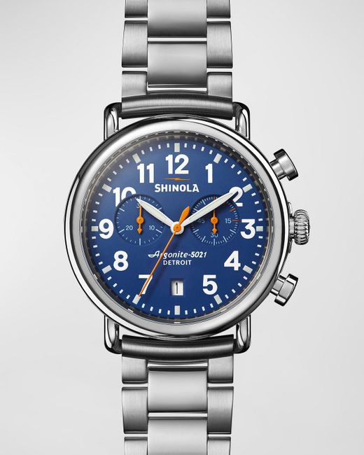 Shinola Gray Runwell 2 Eye Chrono Bracelet Watch, 41Mm for men