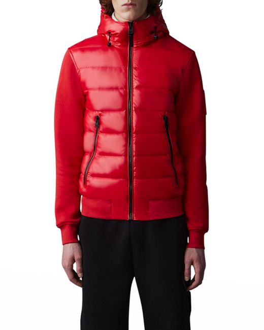 Mackage Frank Mixed-media Hooded Jacket in Red for Men | Lyst