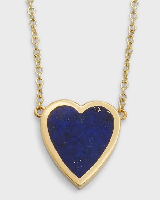 Jennifer Meyer Blue 18k Mini Inlay Heart Necklace