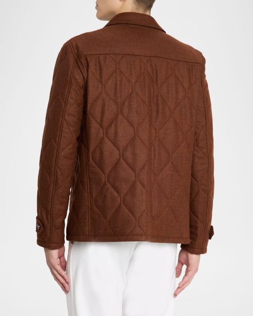 Isaia Brown Apos;S Quilted Wool-Blend Jacket for men