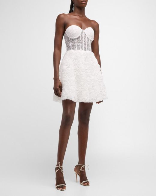 Jovani White Strapless Beaded Corset Mini Dress