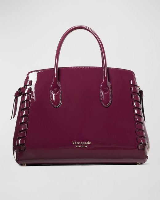 Kate Spade Purple Knott Medium Woven Patent Leather Satchel Bag