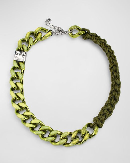 Givenchy Green Enamel And Macrame Short Chain Necklace for men