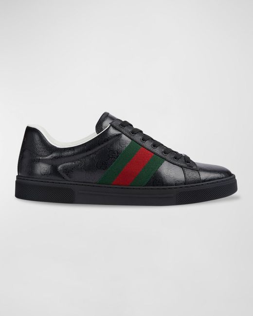 Gucci Black Ace GG Crystal Canvas Low-top Sneakers for men