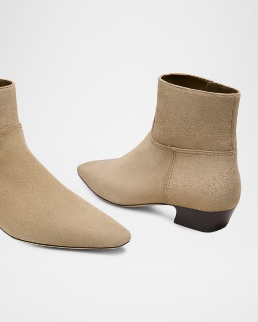 Stuart Weitzman Natural Stassi Suede Zip Ankle Boots