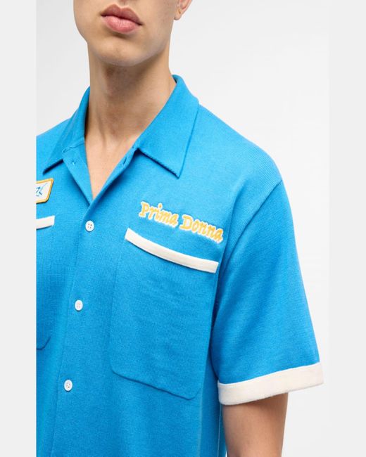 LOST DAZE Blue Wizard Prima Donna Knit Bowling Shirt for men