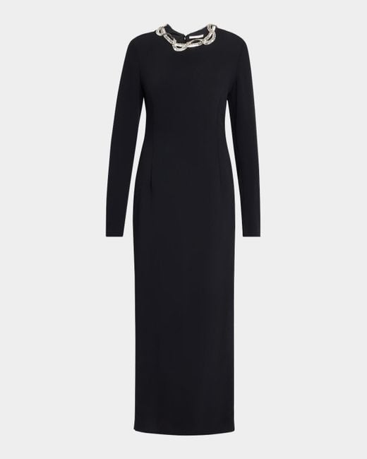 The Row Blue Mitsuko Crystal Long-Sleeve Maxi Dress