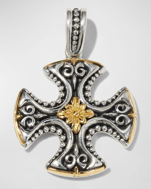 Konstantino Metallic Two-tone Maltese Cross Pendant