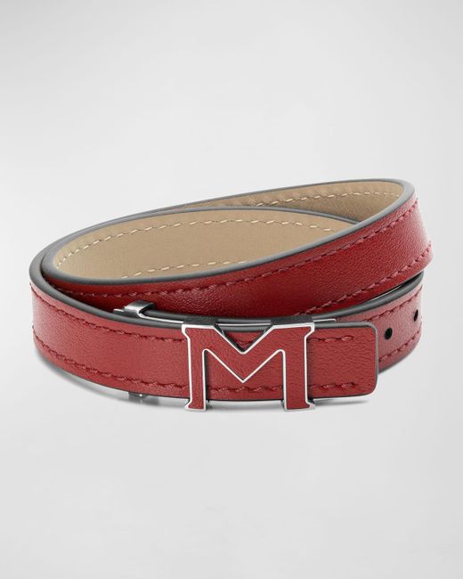 Montblanc Red M Gram Leather Bracelet for men