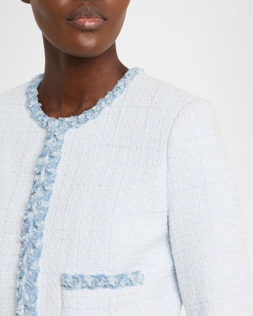 LoveShackFancy Blue Azula Tweed Jacket