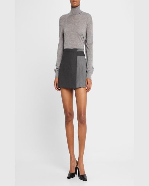 Alice + Olivia Toni Asymmetric Pleated Mini Skirt in Gray | Lyst