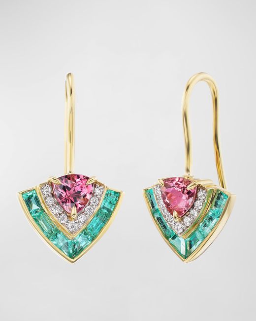 Emily P. Wheeler White Tiered Drop Earrings In 18k Yellow Gold And Gems