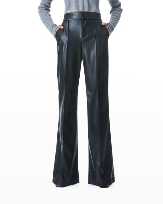 Alice + Olivia Blue Dylan High-waist Faux-leather Pants