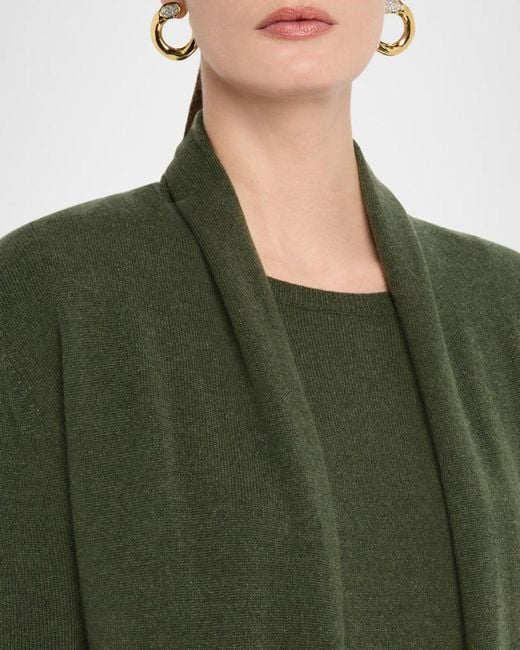 Neiman Marcus Green Cashmere Basic Open Cardigan