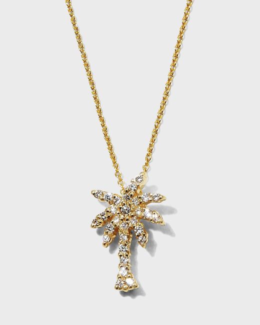 Roberto Coin Metallic 18k Gold Diamond Palm Tree Pendant Necklace