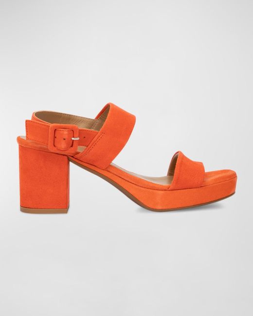 Aquatalia Melly Suede Slingback Sandals in Orange | Lyst