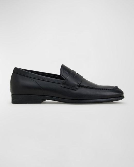 Tod's Black City Gommino Leather Penny Loafers for men