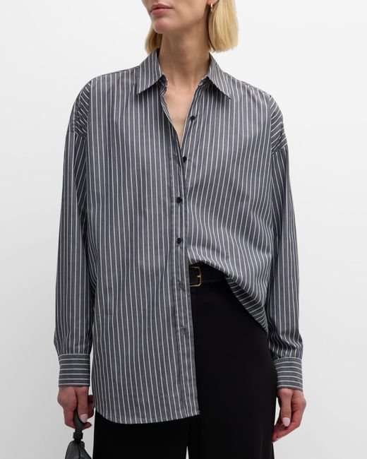 Nili Lotan Gray Mael Striped Oversized Shirt