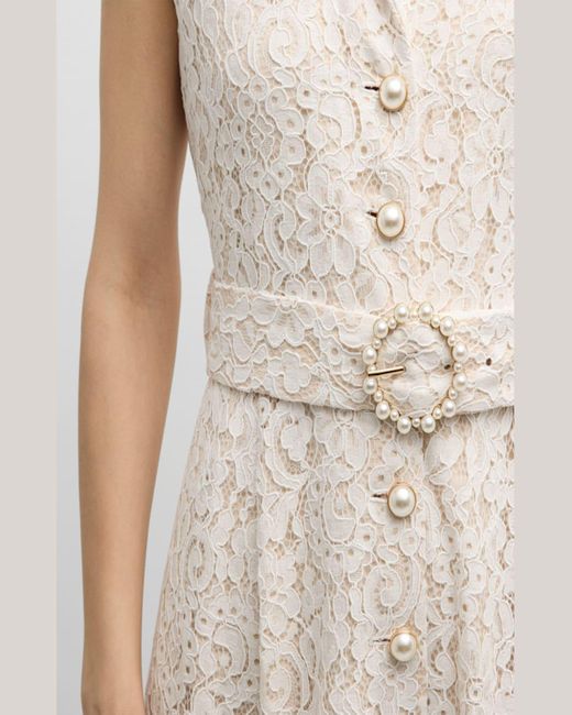 Tahari Natural The Hailee Belted Floral Lace Midi Shirtdress