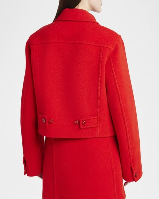 Jil Sander Red Cropped Boxy Wool Jacket