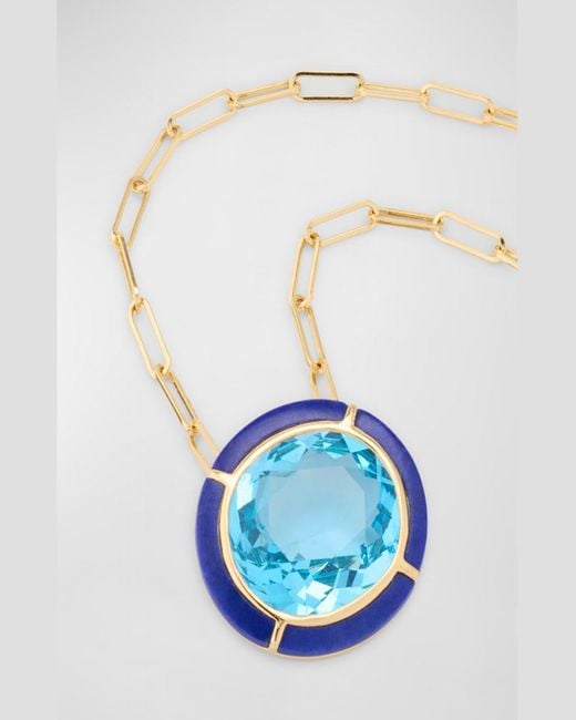 Goshwara Blue 18K Melange Topaz And Lapis Lazuli Pendant Necklace