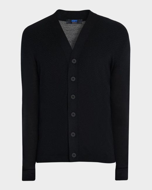 Kiton Black Cotton Knit Cardigan for men