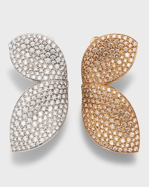 Pasquale Bruni Natural Giardini Segreti 18k White Gold And Red Gold Diamond Earrings