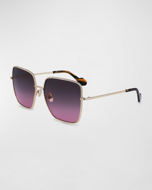 Lanvin Multicolor Babe Oversized Square Twisted Metal Sunglasses