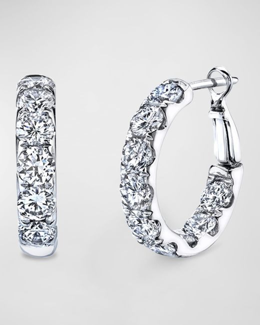 Neiman Marcus Metallic 18K Diamond Hoop Earrings