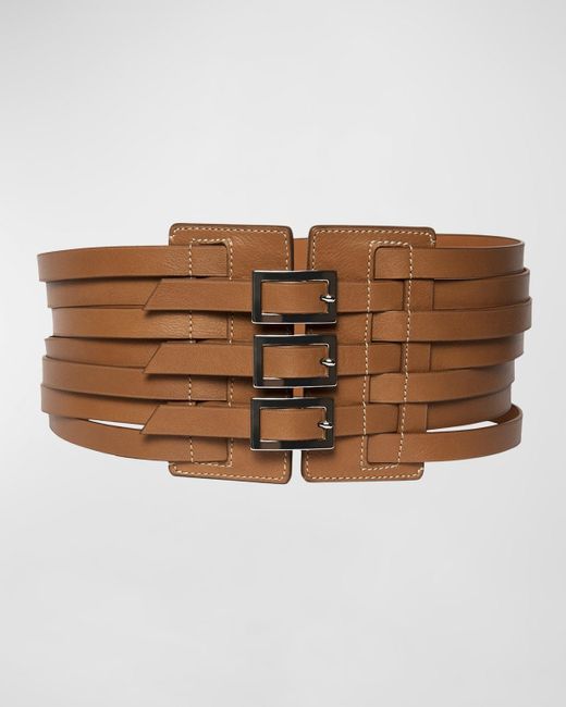 Vaincourt Paris Brown Strap Leather Waist Belt