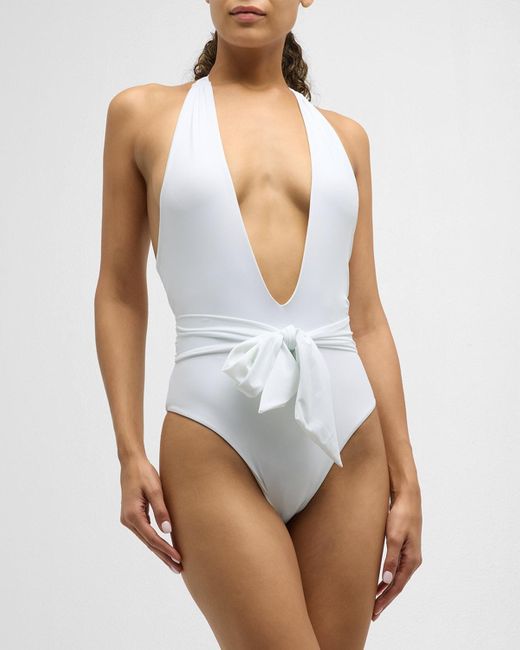 Ramy Brook Blue Raquel Solid Backless One-Piece Swimsuit
