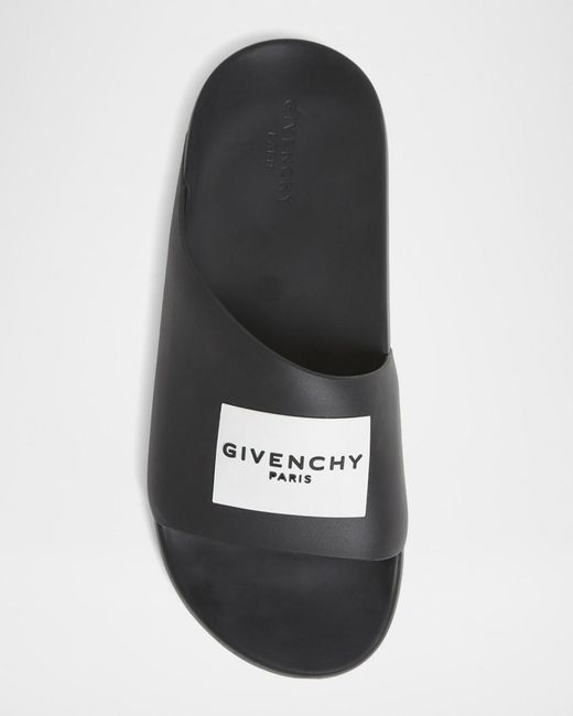 Givenchy Brown Apos;S Label Slide Flat Rubber Sandals for men