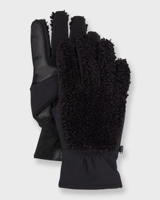 Ugg Black Fluff Gloves With Leather Palm for men