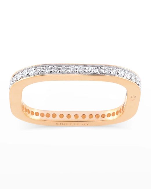 Ginette NY White Tv 18k Rose Gold Diamond Ring, Size 7.5