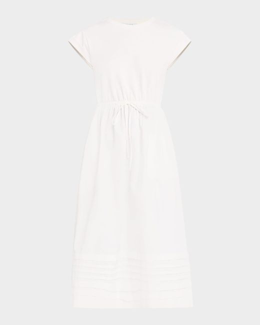 La Ligne White T-Shirt Dress With Shirring
