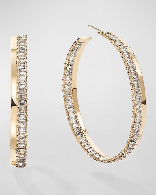 Lana Jewelry Natural Yellow Gold Bar & Pavé Diamond Hoop Earrings