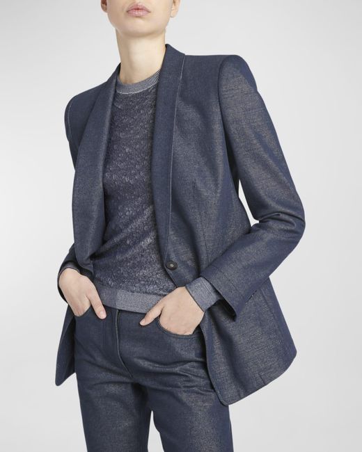 Giorgio Armani Blue Single-Button Blazer Jacket