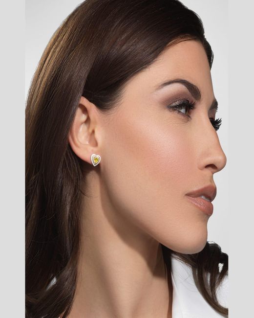 Emily P. Wheeler Metallic 18K Diamond, Enamel, And Sapphire Heart Stud Earrings