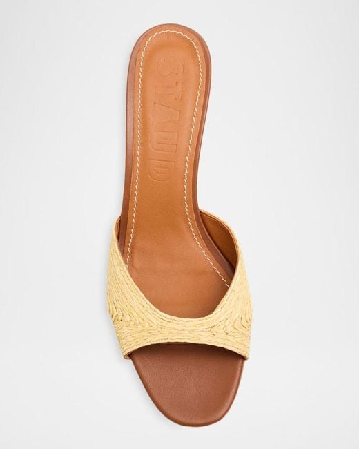 Staud Multicolor Brigitte Raffia Kitten-Heel Mules