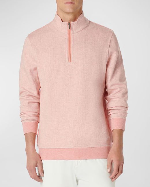 Bugatchi Pink Knit Quarter-Zip Sweater for men
