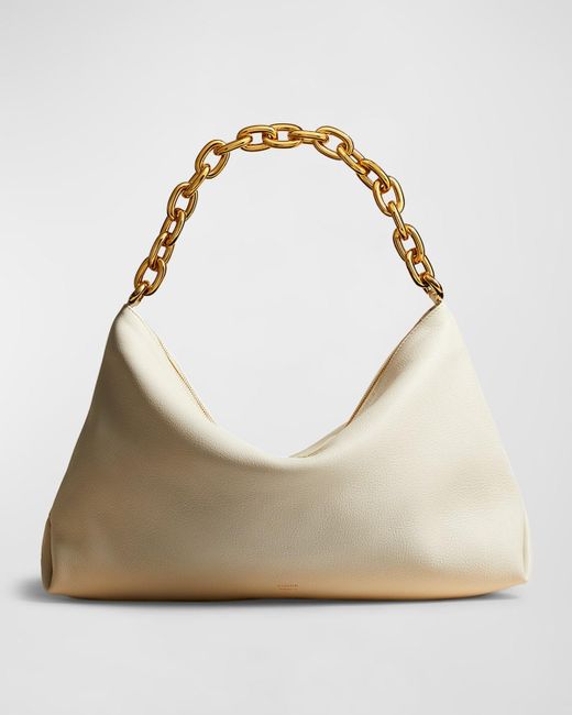 Khaite Natural Clara Chain Leather Shoulder Bag