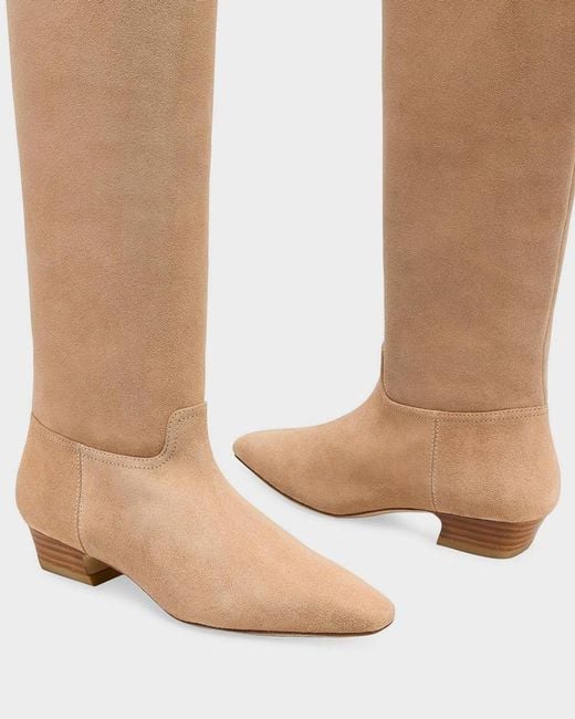 Stuart Weitzman White Stassi Suede Knee-High Boots