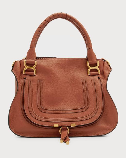 Chloé Brown Marcie Medium Double Carry Satchel Bag