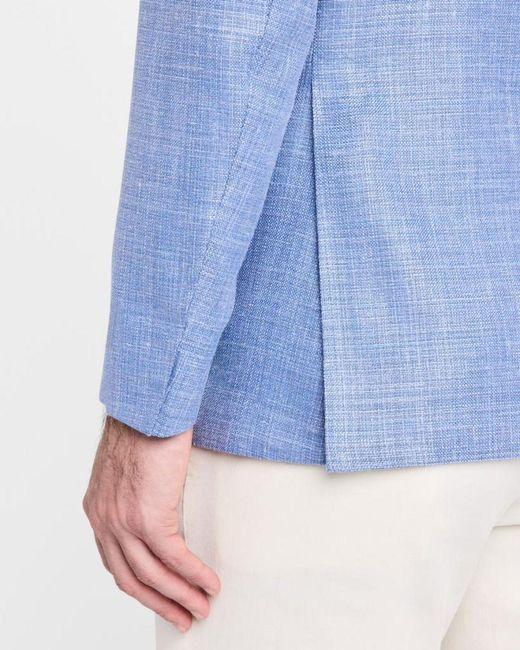 Canali Blue Apos;S Wool-Blend Hopsack Blazer for men