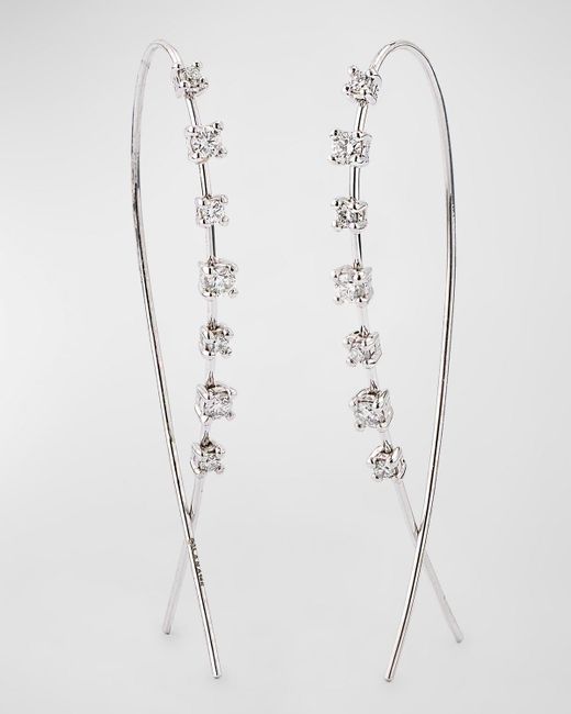 Lana Jewelry White Solo Mini Narrow Upside Down Hoop Earrings With Diamonds, 41Mm