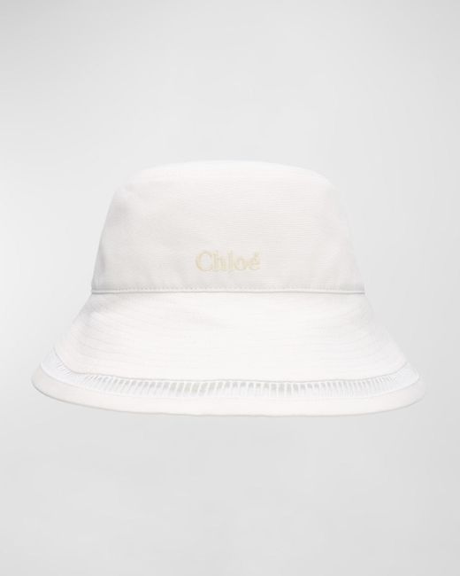 Chloé White X High Summer Logo Embroidered Bucket Hat