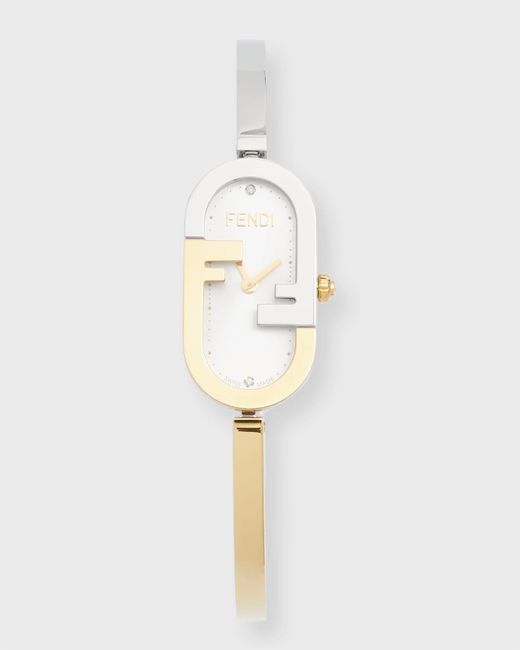 Fendi O'lock Vertical Oval Watch In Two-tone in White | Lyst