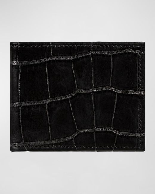 Graphic Image Black Alligator Leather Wallet for men