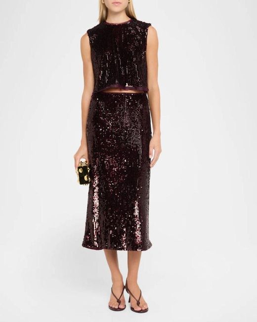 Jonathan Simkhai Purple Sequined Midi Skirt