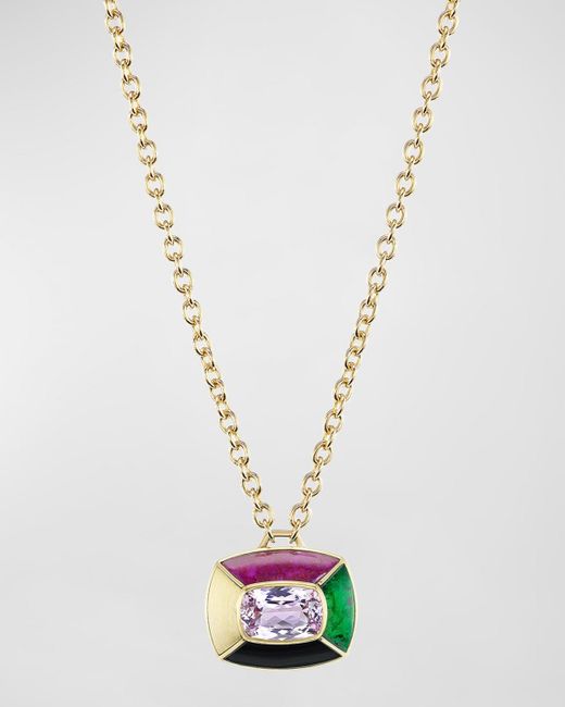 Emily P. Wheeler White Mini Patchwork Necklace In 18k Yellow Gold And Kuzite